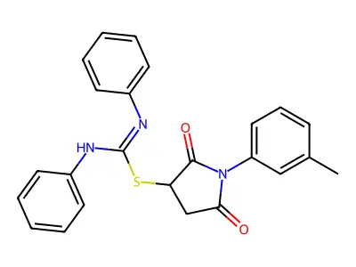 2-(2,5-Dioxo-1-m-tolyl-pyrrolidin-3-yl)-1,3-diphenyl-isothiourea structure
