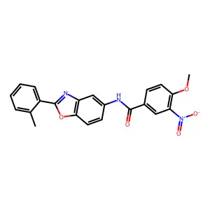 4-methoxy-N-[2-(2-methylphenyl)-1,3-benzoxazol-5-yl]-3-nitrobenzamide structure