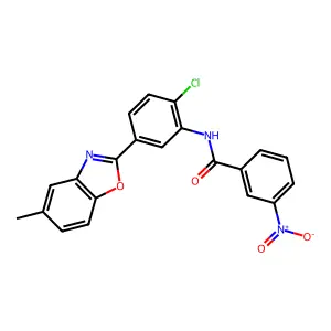N-[2-chloro-5-(5-methyl-1,3-benzoxazol-2-yl)phenyl]-3-nitrobenzamide structure