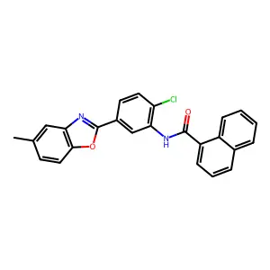 N-[2-chloro-5-(5-methyl-1,3-benzoxazol-2-yl)phenyl]naphthalene-1-carboxamide structure