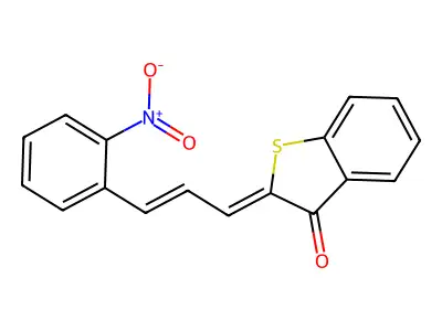 2-(3-{2-nitrophenyl}-2-propenylidene)-1-benzothiophen-3(2H)-one structure