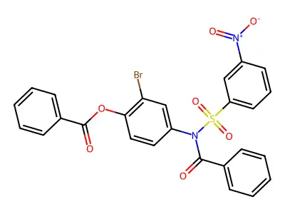 2-bromo-4-(N-((3-nitrophenyl)sulfonyl)benzamido)phenyl benzoate structure