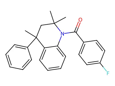 (4-fluorophenyl)-(2,2,4-trimethyl-4-phenyl-3H-quinolin-1-yl)methanone structure