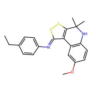 N-(4-ethylphenyl)-8-methoxy-4,4-dimethyl-5H-dithiolo[3,4-c]quinolin-1-imine structure