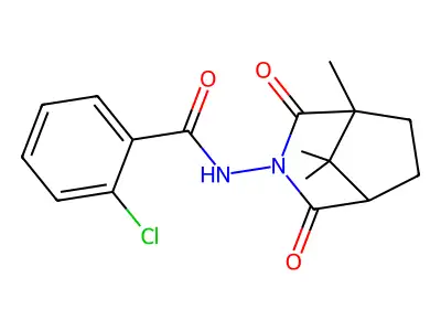 2-chloro-N-(1,8,8-trimethyl-2,4-dioxo-3-azabicyclo[3.2.1]oct-3-yl)benzamide structure