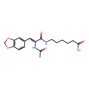 6-[[(E)-2-acetamido-3-(1,3-benzodioxol-5-yl)prop-2-enoyl]amino]hexanoic acid structure