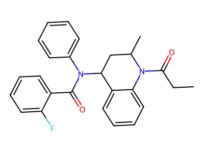 2-fluoro-N-(2-methyl-1-propanoyl-3,4-dihydro-2H-quinolin-4-yl)-N-phenylbenzamide structure