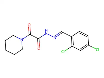 N-[(E)-(2,4-dichlorophenyl)methylideneamino]-2-oxo-2-piperidin-1-ylacetamide structure