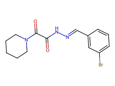 N-[(E)-(3-bromophenyl)methylideneamino]-2-oxo-2-piperidin-1-ylacetamide structure