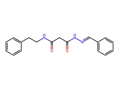N'-(benzylideneamino)-N-(2-phenylethyl)propanediamide structure
