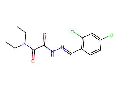 N-[(E)-(2,4-dichlorophenyl)methylideneamino]-N',N'-diethyloxamide structure