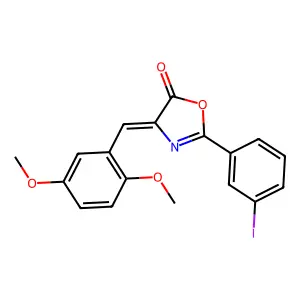 (4E)-4-[(2,5-dimethoxyphenyl)methylidene]-2-(3-iodophenyl)-1,3-oxazol-5-one structure