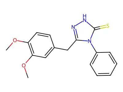 3-[(3,4-dimethoxyphenyl)methyl]-4-phenyl-1H-1,2,4-triazole-5-thione structure