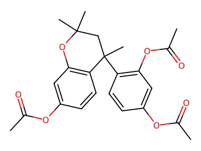 Acetic acid 5-acetoxy-2-(7-acetoxy-2,2,4-trimethyl-chroman-4-yl)-phenyl ester structure