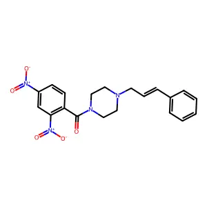 (2,4-dinitrophenyl)-[4-[(E)-3-phenylprop-2-enyl]piperazin-1-yl]methanone structure