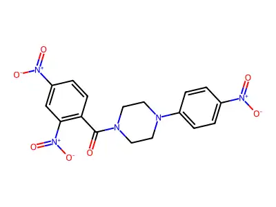 (2,4-Dinitrophenyl)-[4-(4-nitrophenyl)piperazin-1-yl]methanone structure