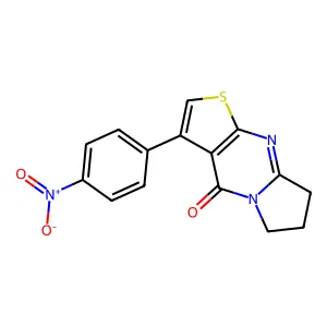 3-(4-nitrophenyl)-7,8-dihydropyrrolo[1,2-a]thieno[2,3-d]pyrimidin-4(6H)-one structure