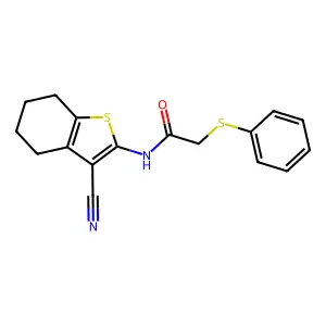 N-(3-cyano-4,5,6,7-tetrahydro-1-benzothiophen-2-yl)-2-(phenylsulfanyl)acetamide structure