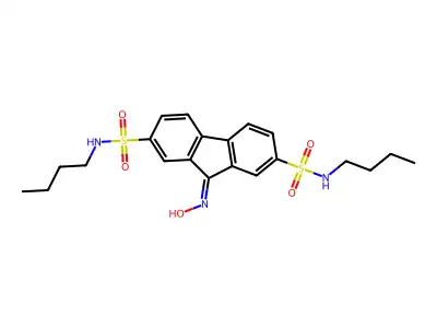N2,N7-dibutyl-9-(hydroxyimino)-9H-fluorene-2,7-disulfonamide structure