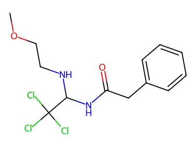 2-phenyl-N-[2,2,2-trichloro-1-(2-methoxyethylamino)ethyl]acetamide structure