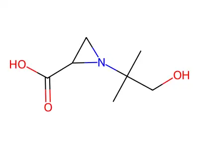1-(1-Hydroxy-2-methylpropan-2-yl)aziridine-2-carboxylic acid structure