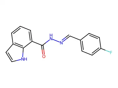 N-[(4-fluorophenyl)methylideneamino]-1H-indole-7-carboxamide structure