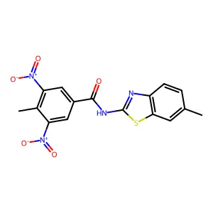 4-methyl-N-(6-methyl-1,3-benzothiazol-2-yl)-3,5-dinitrobenzamide structure
