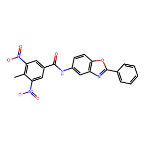 4-methyl-3,5-dinitro-N-(2-phenyl-1,3-benzoxazol-5-yl)benzamide structure