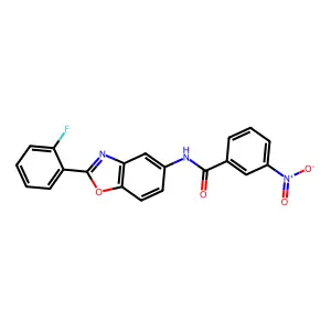 N-[2-(2-fluorophenyl)-1,3-benzoxazol-5-yl]-3-nitrobenzamide structure