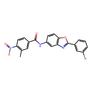 N-[2-(3-bromophenyl)-1,3-benzoxazol-5-yl]-3-methyl-4-nitrobenzamide structure