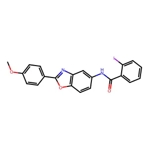 2-iodo-N-[2-(4-methoxyphenyl)-1,3-benzoxazol-5-yl]benzamide structure