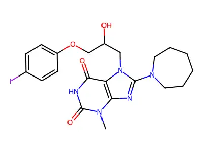 8-(Azepan-1-yl)-7-[2-hydroxy-3-(4-iodophenoxy)propyl]-3-methylpurine-2,6-dione structure