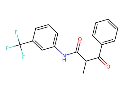 2-methyl-3-oxo-3-phenyl-N-[3-(trifluoromethyl)phenyl]propanamide structure