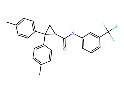 2,2-bis(4-methylphenyl)-N-[3-(trifluoromethyl)phenyl]cyclopropane-1-carboxamide structure
