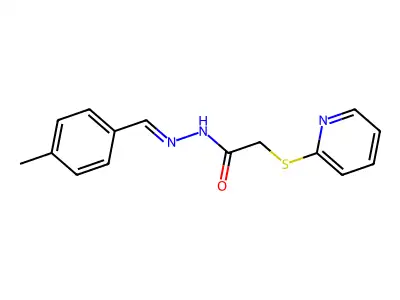 N-[(E)-(4-methylphenyl)methylideneamino]-2-pyridin-2-ylsulfanylacetamide structure
