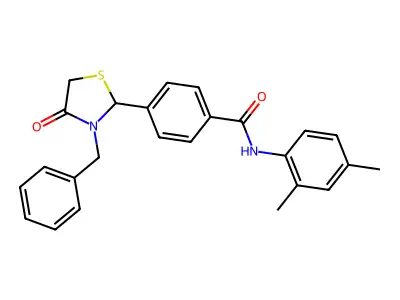 4-(3-benzyl-4-oxo-1,3-thiazolidin-2-yl)-N-(2,4-dimethylphenyl)benzamide structure