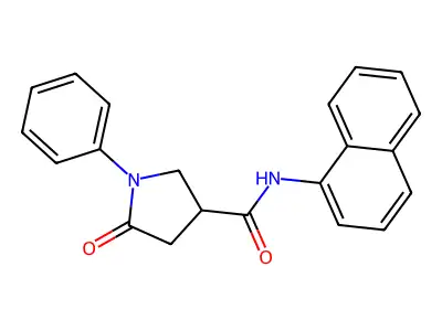 N-naphthalen-1-yl-5-oxo-1-phenylpyrrolidine-3-carboxamide structure