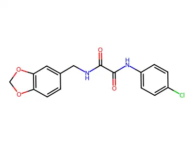 N-(1,3-benzodioxol-5-ylmethyl)-N'-(4-chlorophenyl)oxamide structure