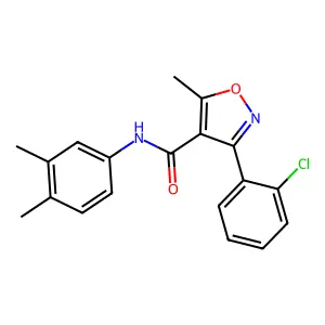 3-(2-chlorophenyl)-N-(3,4-dimethylphenyl)-5-methyl-1,2-oxazole-4-carboxamide structure