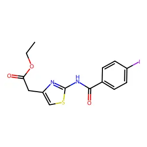[2-(4-Iodo-benzoylamino)-thiazol-4-yl]-acetic acid ethyl ester structure