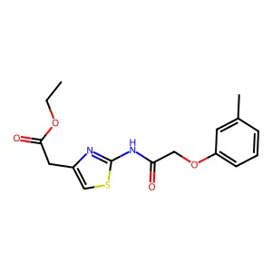 Ethyl 2-[2-[[2-(3-methylphenoxy)acetyl]amino]-1,3-thiazol-4-yl]acetate structure