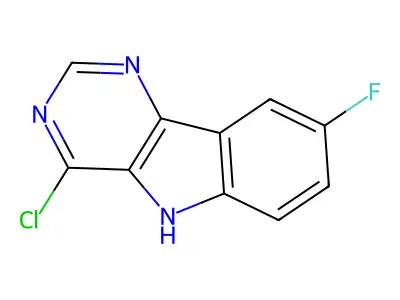 4-chloro-8-fluoro-5H-pyrimido[5,4-b]indole structure
