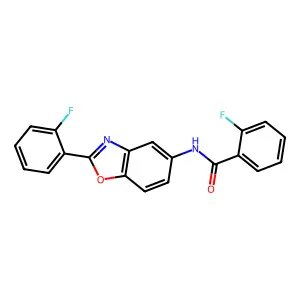 2-fluoro-N-[2-(2-fluorophenyl)-1,3-benzoxazol-5-yl]benzamide structure