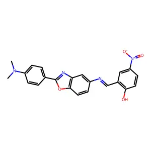 2-([2-(4-Dimethylamino-phenyl)-benzooxazol-5-yl-imino]-methyl)-4-nitro-phenol structure