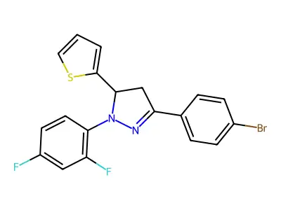 5-(4-Bromophenyl)-2-(2,4-difluorophenyl)-3-thiophen-2-yl-3,4-dihydropyrazole structure