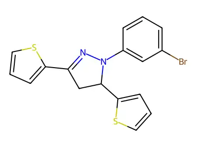 2-(3-Bromophenyl)-3,5-dithiophen-2-yl-3,4-dihydropyrazole structure