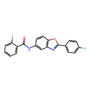 N-[2-(4-fluorophenyl)-1,3-benzoxazol-5-yl]-2-iodobenzamide structure