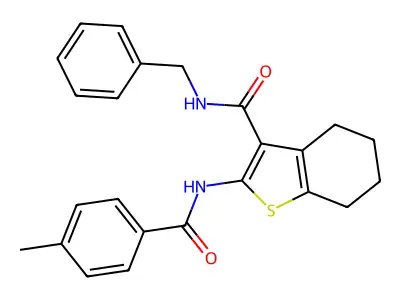 N-benzyl-2-(4-methylbenzamido)-4,5,6,7-tetrahydrobenzo[b]thiophene-3-carboxamide structure