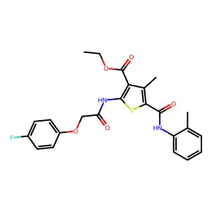 ET 2-(((4-F-Phenoxy)AC)amino)4-ME-5-(2-toluidinocarbonyl)-3-thiophenecarboxylate structure