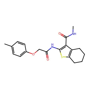 N-methyl-2-[2-(4-methylphenoxy)acetamido]-4,5,6,7-tetrahydro-1-benzothiophene-3-carboxamide structure